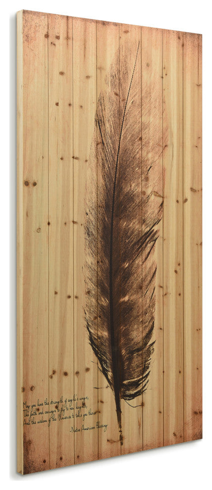 "Feather on the Wind" Wood Wall Art Giclee Printed on Solid Fir Wood