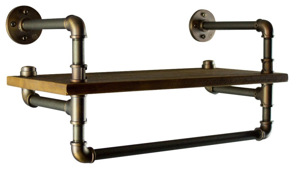 Ann Harbor Farmhouse Industrial 27" Wide Shelf Rack, Rustic Bronze