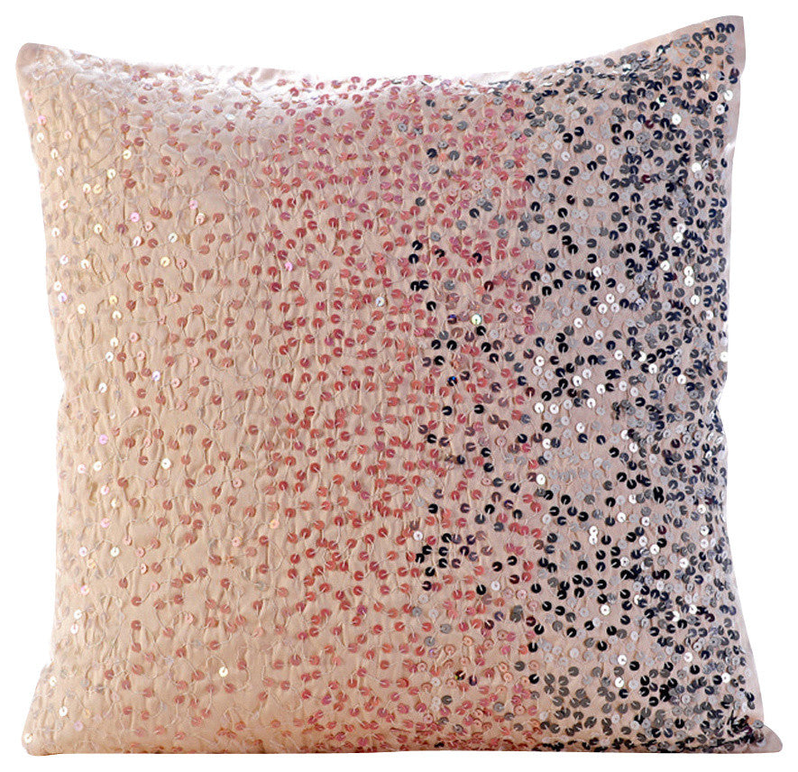 Pink Decorative Pillow Covers 14"x14" Silk, Princess Sparkle
