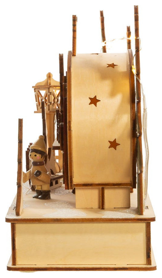 7" Battery-Operated Wooden Light Up Camping Scene