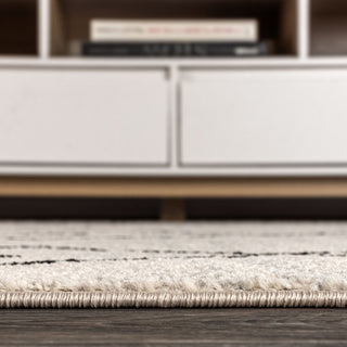 Alia Moroccan Beni Souk Area Rug, Cream/Black, 4 X 6