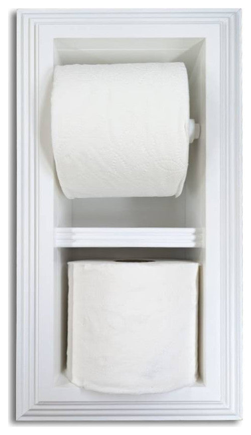 Bayshore Recessed Solid Wood Double Toilet Paper Holder 7 X 14.5, White Enamel