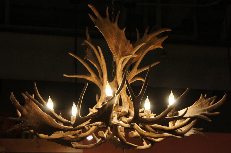Reproduction Antler Single Tier Fallow, Mule Deer Chandelier Light, RL-22