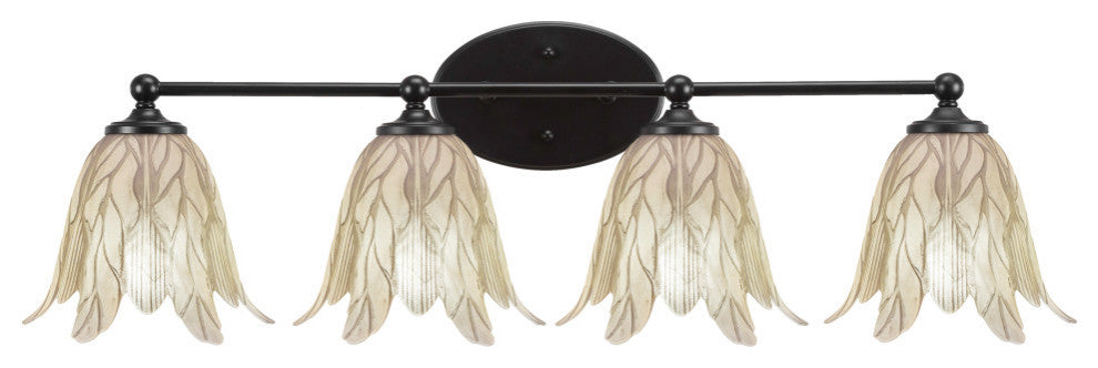 Capri 4-Light Bath Bar, Matte Black/Vanilla Leaf