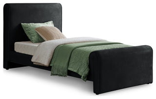 Sloan Black Velvet Full Bed, Black, Twin
