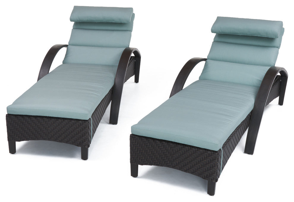 Barcelo 2 Piece Aluminum Outdoor Patio Chaise Lounges, Bliss Blue