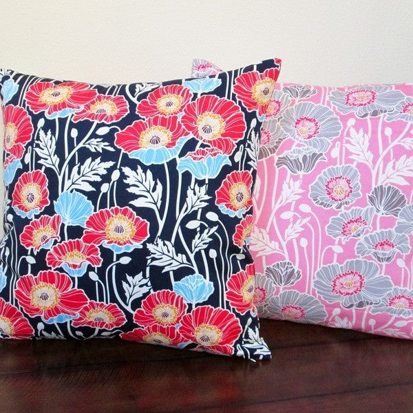 Pristine Poppy Pink Or Midnight Blue 20" Indoor Throw Pillow, Pink