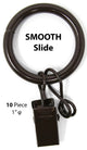 1" Metal Curtain Rings With Clips and Eyelets, Bronze, Set of 10