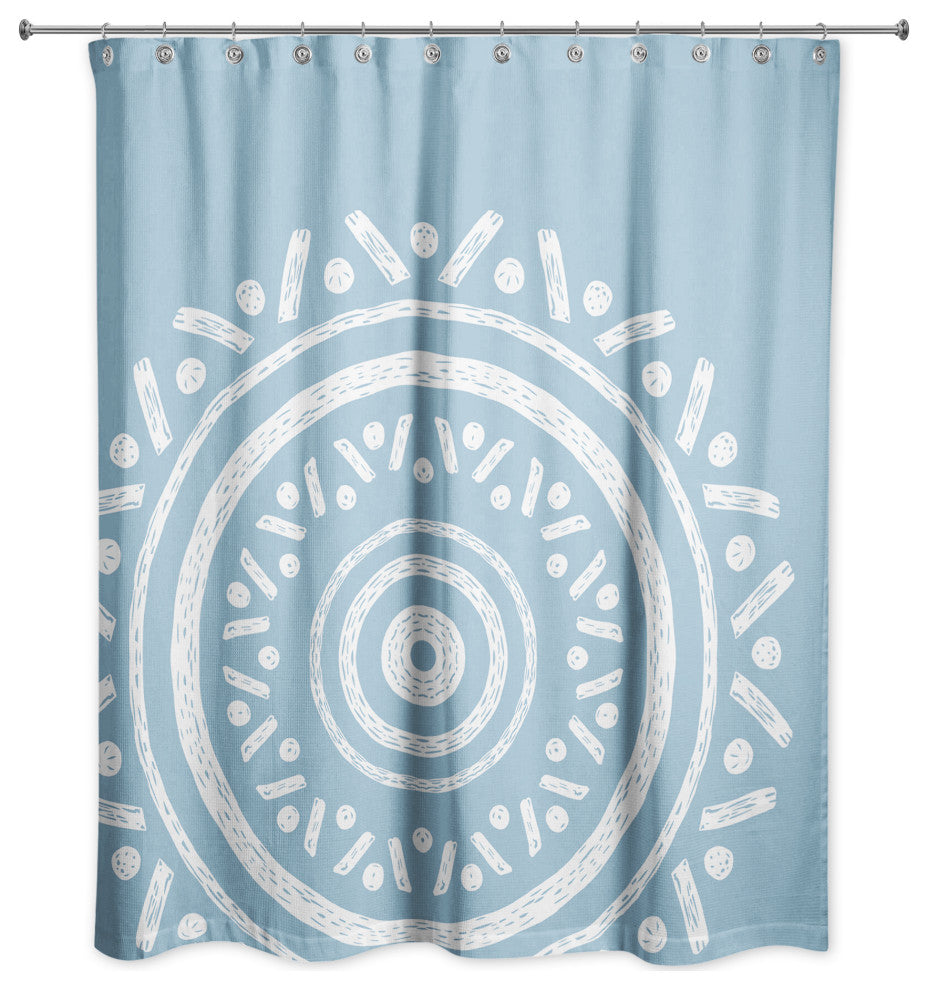 Simple Blue Boho Circle 71x74 Shower Curtain