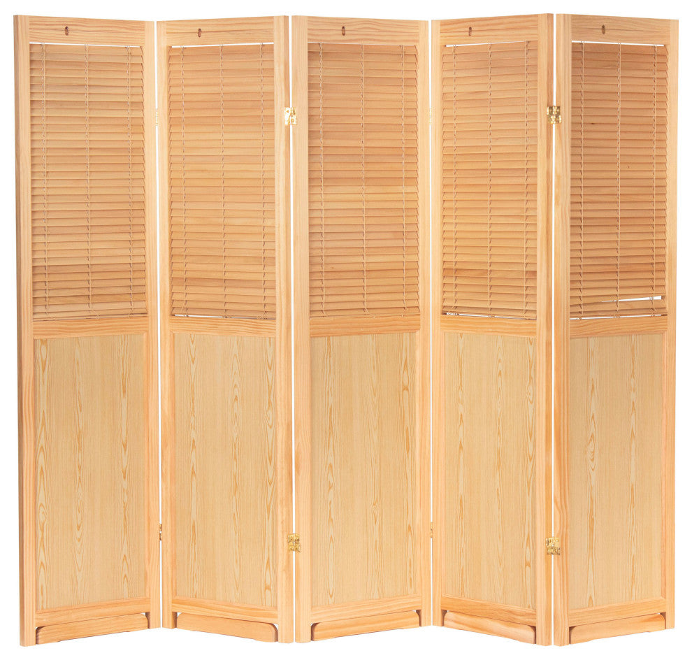 6'' Tall Adjustable Shutter Room, Natural, 5 Panel