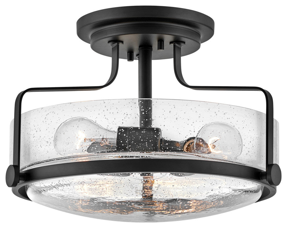 Hinkley Lighting 3641-CS Harper 3 Light 15"W Semi-Flush Ceiling - Black / Clear
