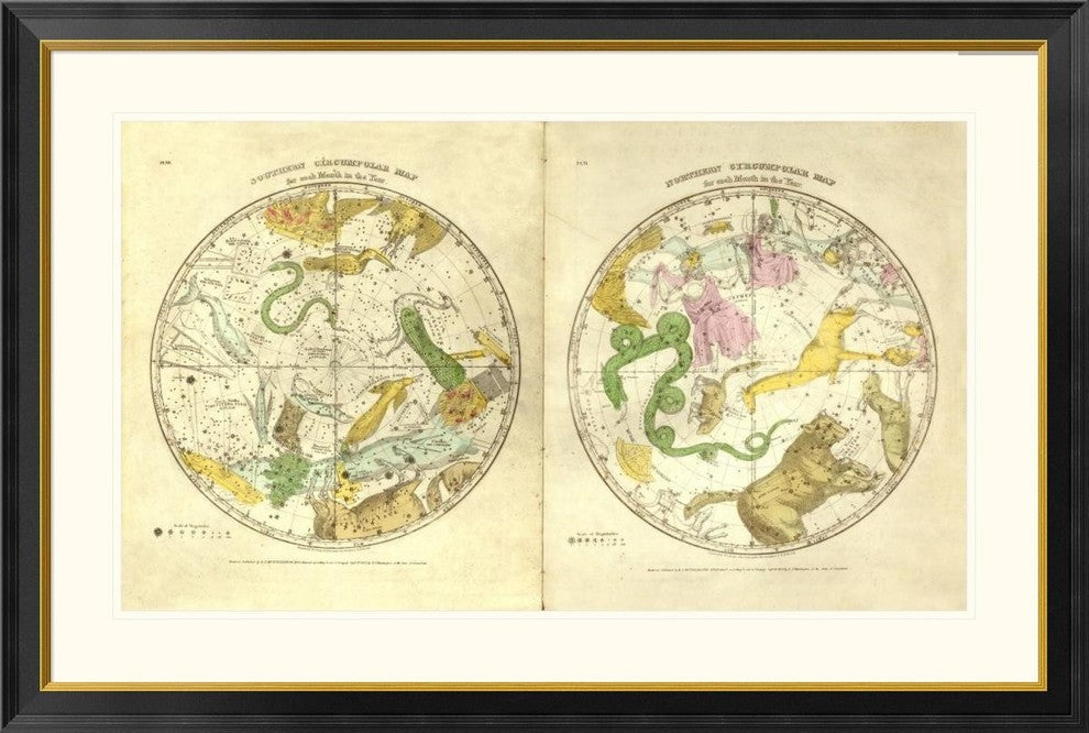 "Circumpolar Map for each Month of the Year, 1835"  by Elijah H. Burritt, 46x31"