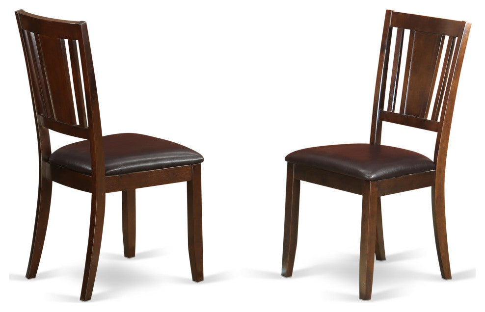 3 Pc Set With A Round Kitchen Table And 2 Leather Dinette Chairs, Mahogany