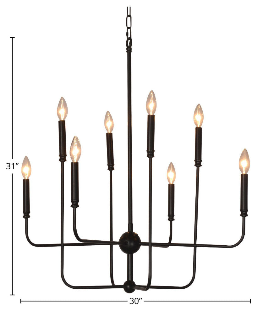 Ashton Modern Tiered Chandelier, Matte Black