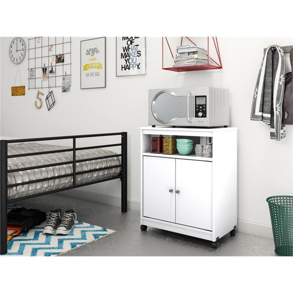 Ameriwood Home 24" Open Microwave Cart in White Stipple