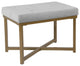 Benzara Ottoman with Button Tufted Velvet Upholstered Seat, Light Gray and Gold