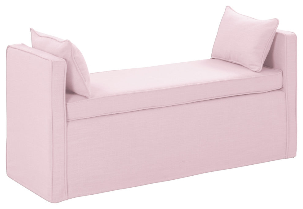 Rustic Manor Katarina Bench Upholstered, Linen, Light Pink