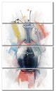 Abstract Flowers in Vase, Floral Canvas Art Print, 28"x48", 4 Panels