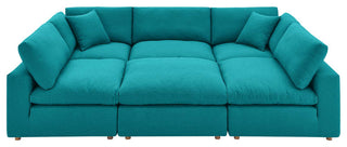 Commix Down Filled Overstuffed 6-Piece Sectional Sofa, Teal