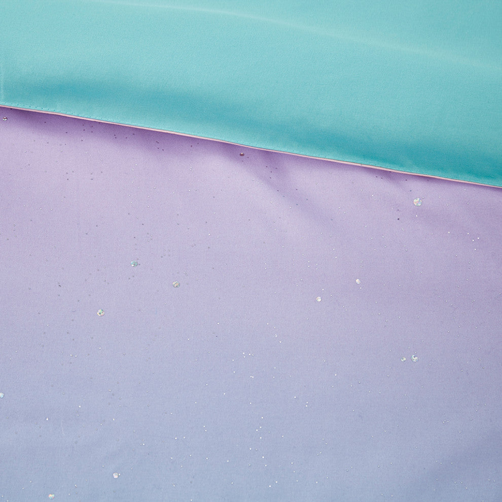 Mi Zone Glimmer Metallic Glitter Printed Reversible Duvet Cover Set