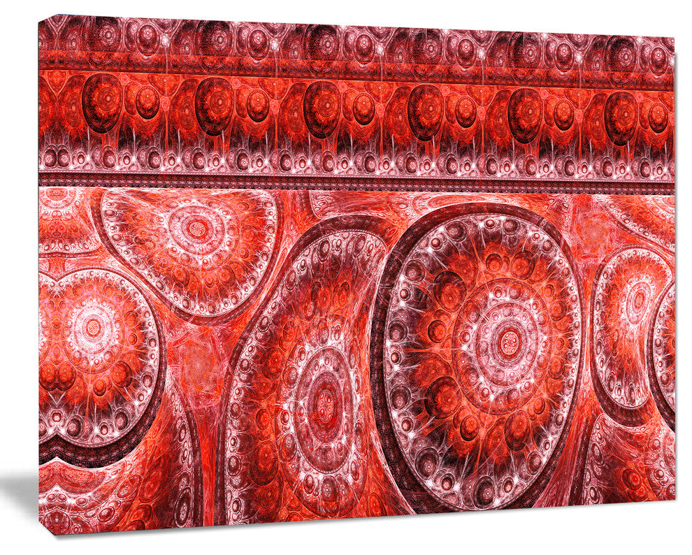 Red Living Cells Fractal Design, Oversized Abstract Canvas Art Print, 60x40