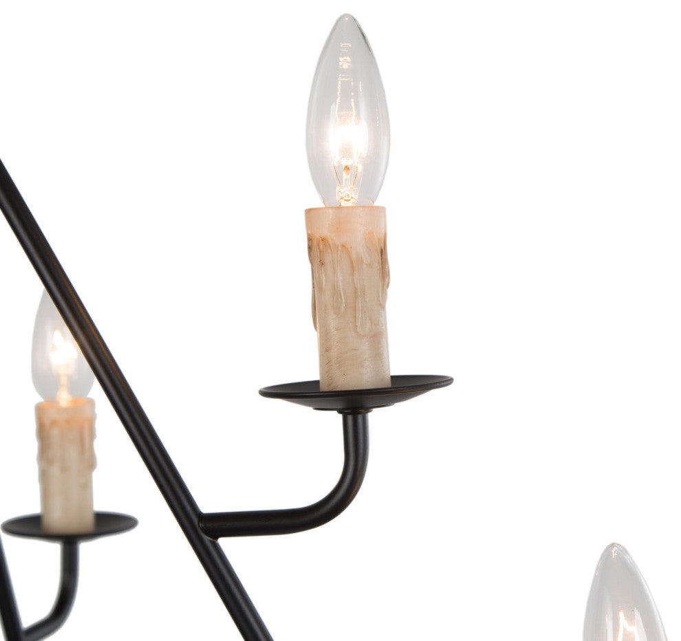 LNC Farmhouse Two-Tired 6-Light Black Wagon Wheel Chandelier
