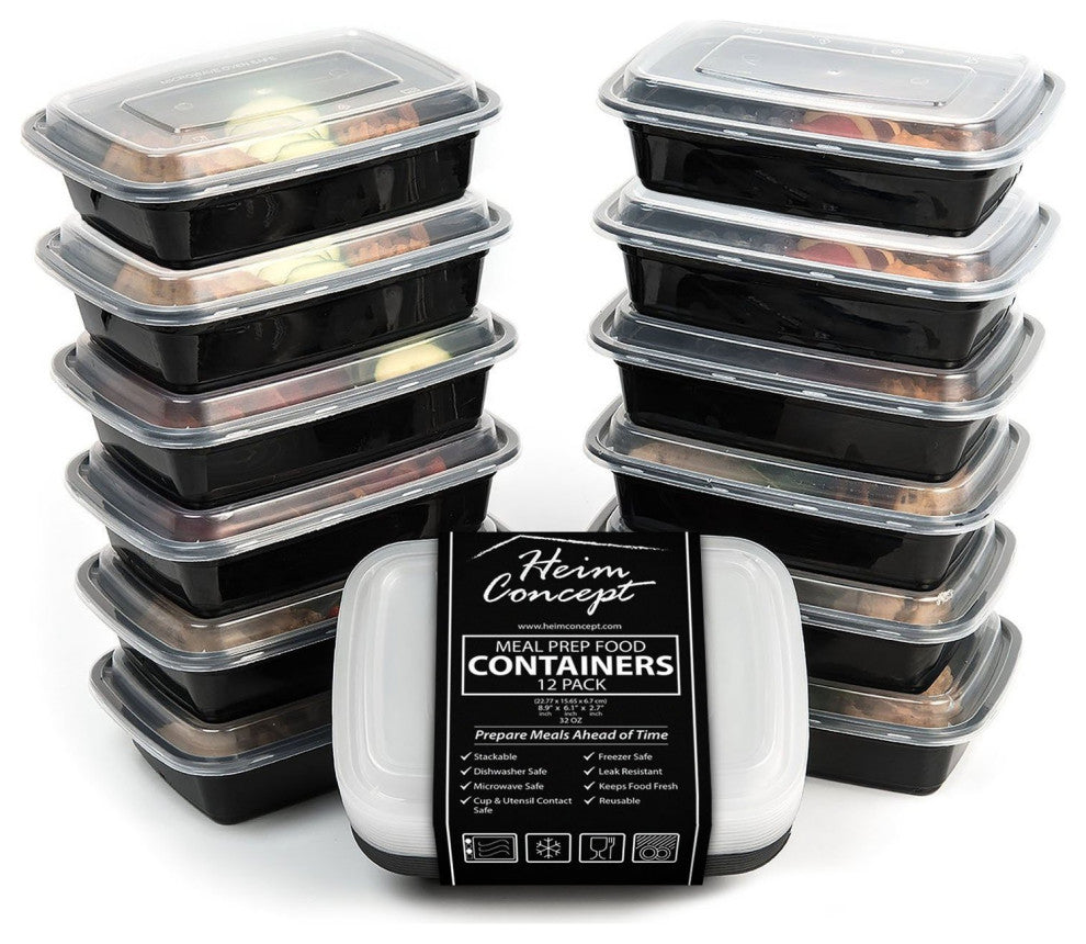 Heim Concept Premium Meal Prep Food Containers With Lids, 12-Pack