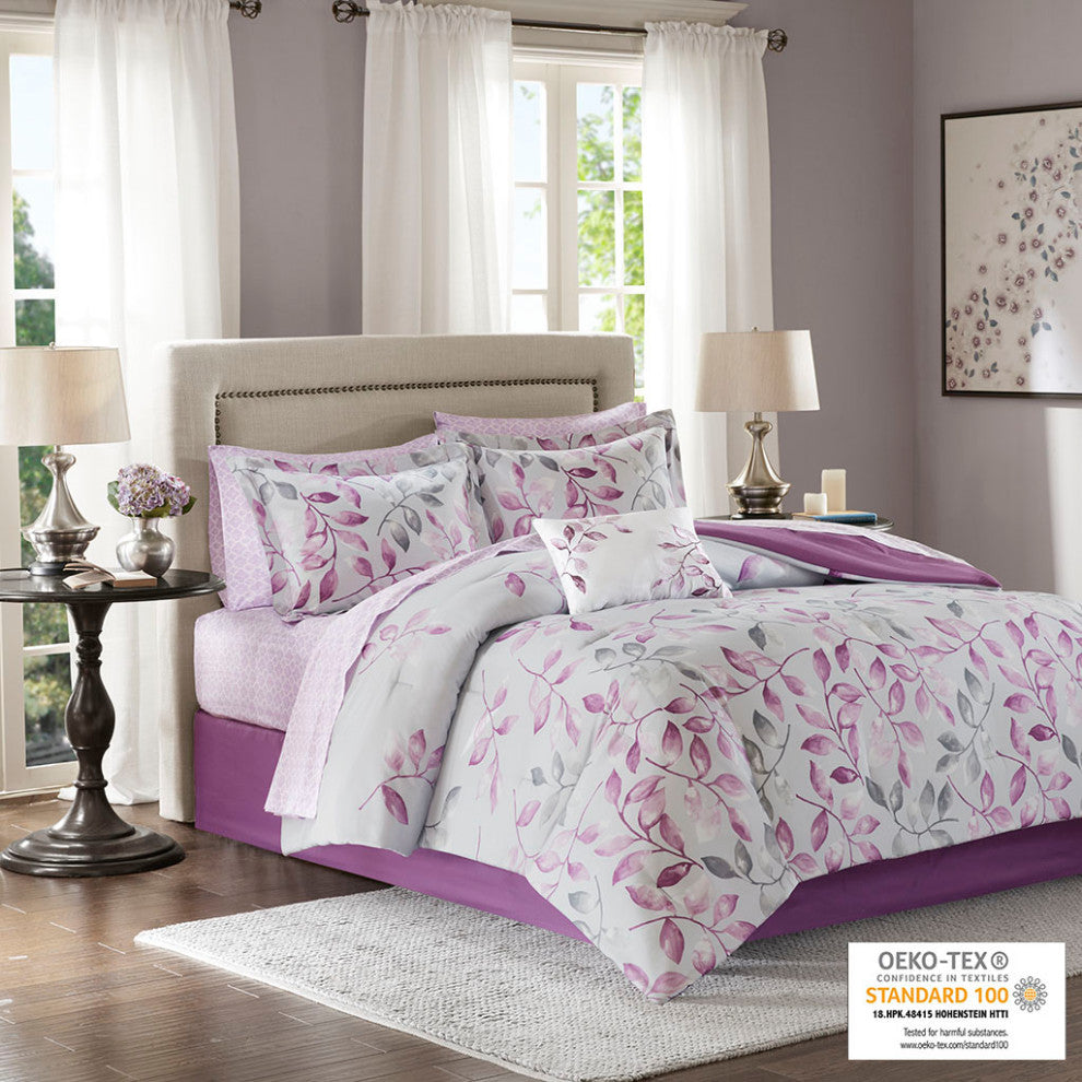Madison Park Essentials Lafael 9 Piece Comforter Set With Cotton Bed Sheets