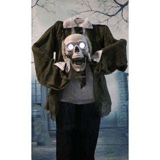 Life-Size Animated Headless Man Prop Holding Talking Skull