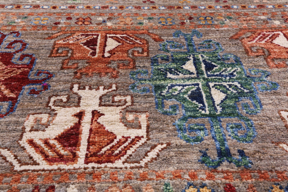 4' 0" X 6' 0" Tribal Khorjin Handmade Wool Rug Q8354