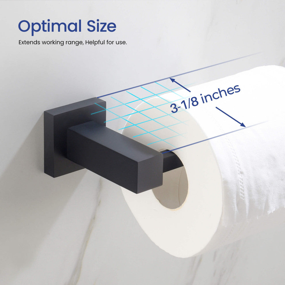 Cube 5-Piece Bathroom Hardware Set, Matte Black