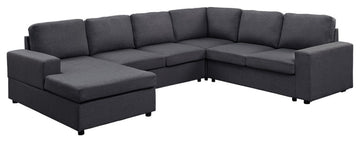 Lilola Home Dakota Sectional Sofa with Reversible Chaise in Dark Gray Linen