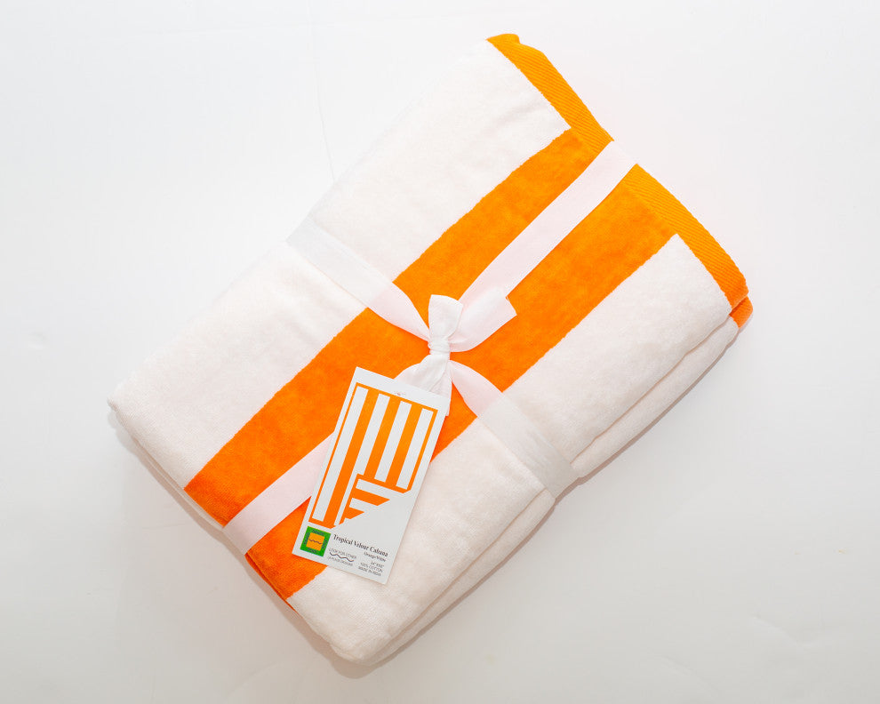 Tropical Cabana 100% Cotton Beach Towel, Set of 2, Orange