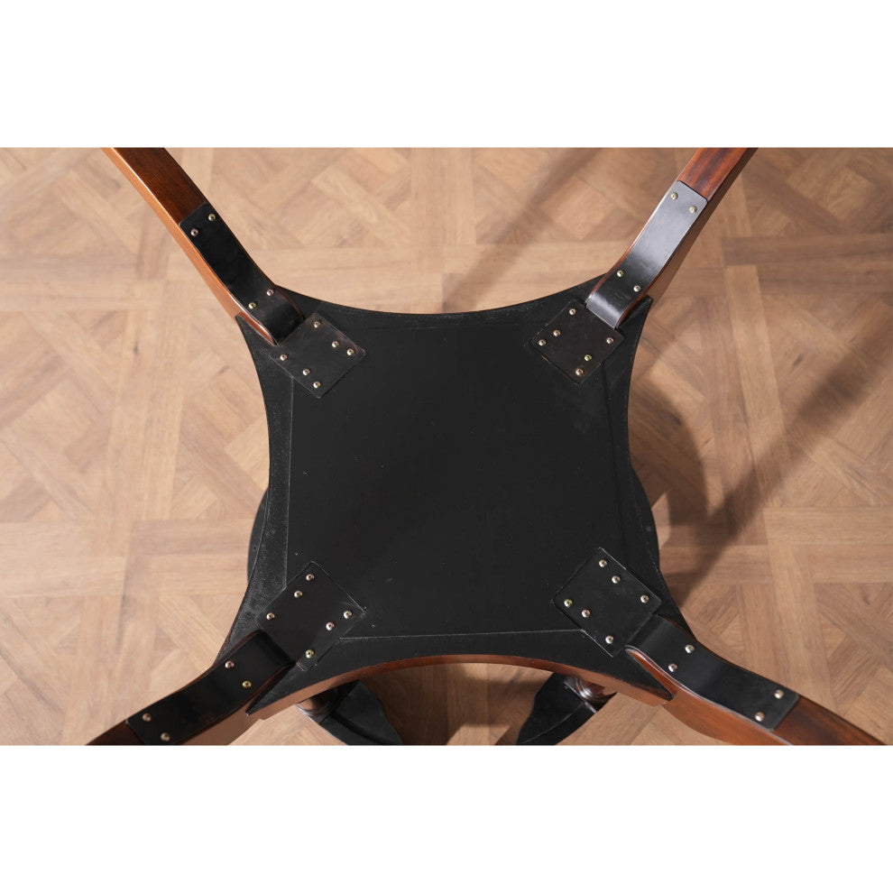 NDRT065 Mahogany Round Dining Table With Floral Inlay