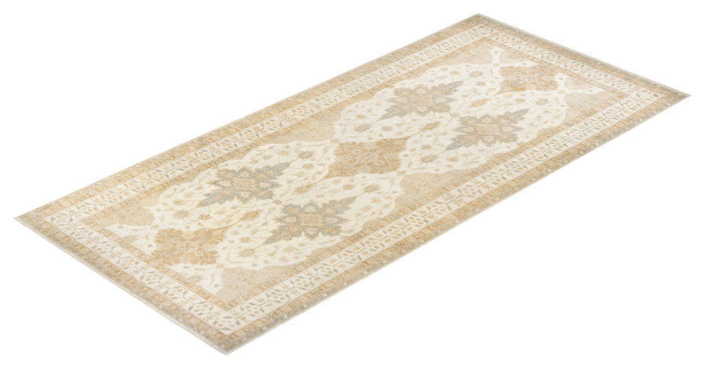 Eclectic, One-of-a-Kind Hand-Knotted Area Rug Ivory, 5'10"x13'4"