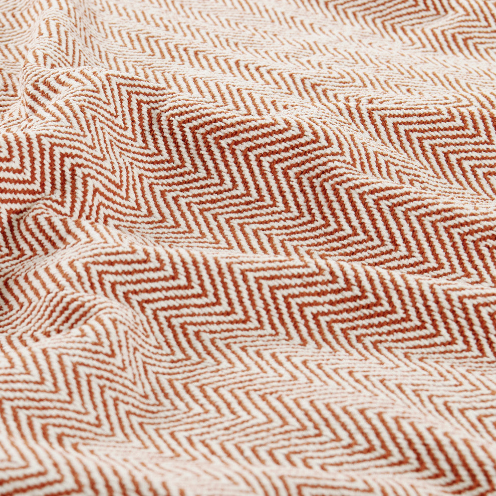 Chevron Knit Woven Throw Blanket, Rust