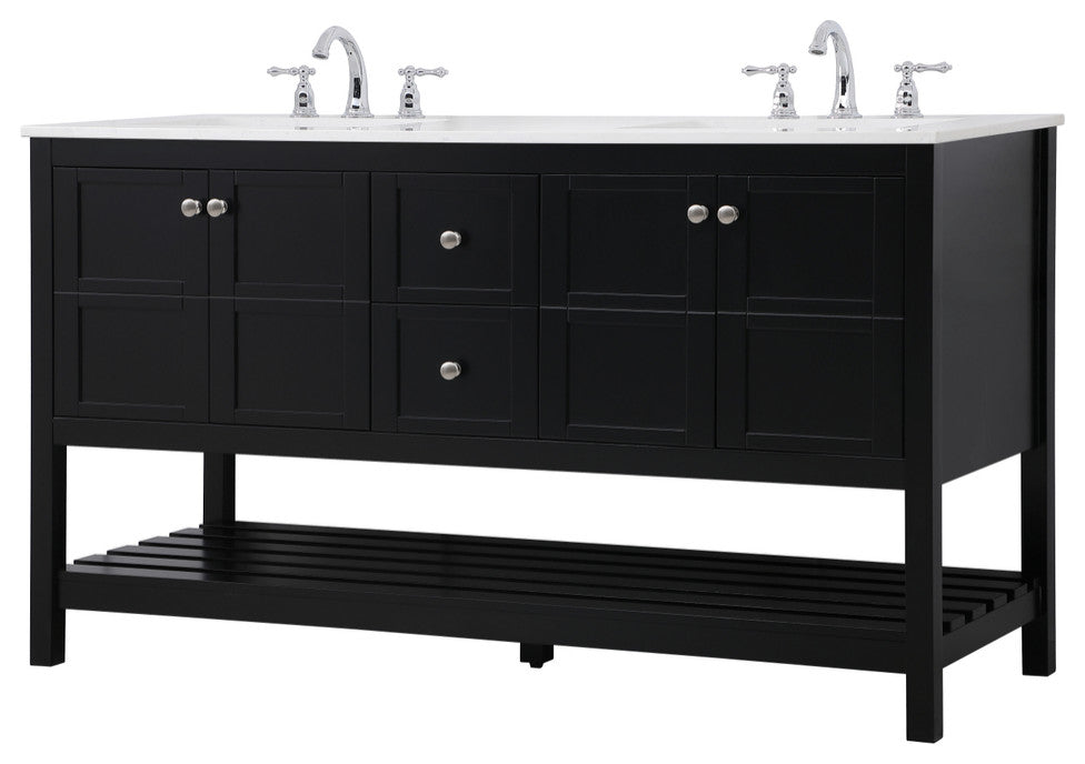 Tucker Black 60" Double Sink Bathroom Vanity