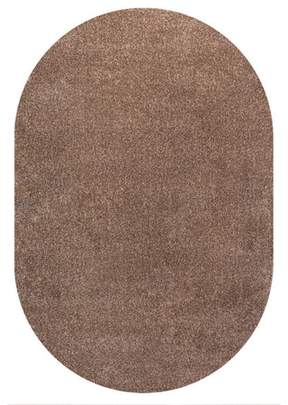 Haze Solid Low-Pile Runner Rug, Brown, 3 X 5 Oval