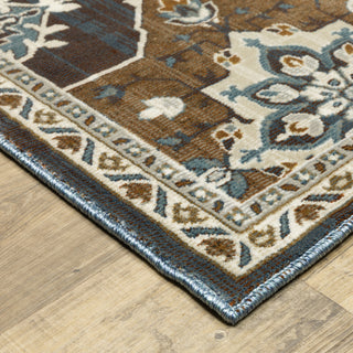 Emilia Panel Medallions Blue/ Rust Area Rug 9'10" x 12'10"