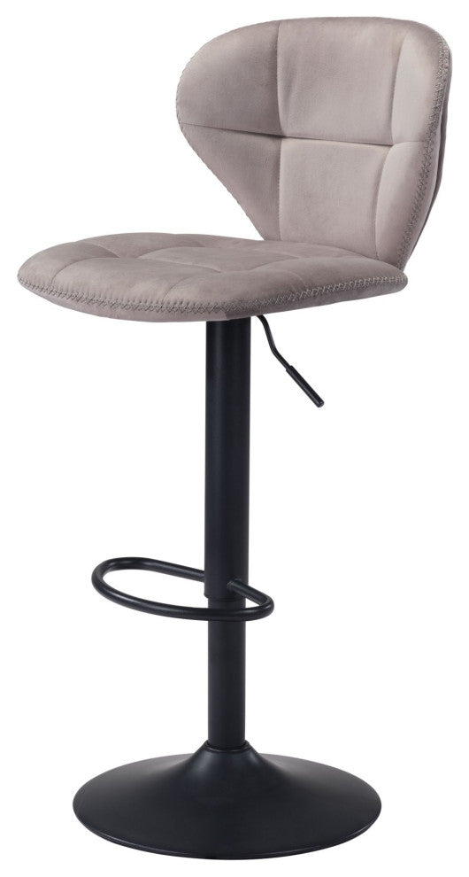 Bar Stool Chair Barstool, Steel Metal, Fabric, Gray, Black, Cafe Bistro
