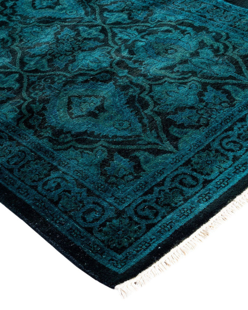 Fine Vibrance, One-of-a-Kind Hand-Knotted Runner Rug Black, 2'6"x11'9"