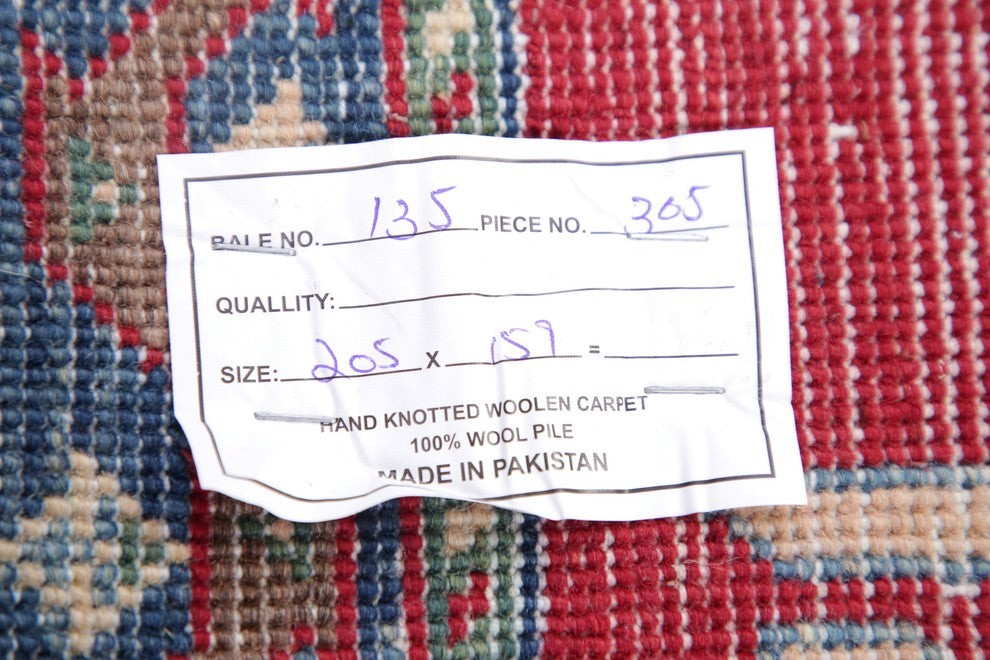 Oriental Traditional Kazak Pakistani Hand-Knotted Area Rug, Multi, 6'9"X5'3"