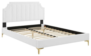 Sienna Performance Velvet Queen Platform Bed, White