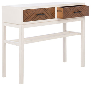 Safavieh Ajana 2 Drawer Console Table, Distressed White/Honey