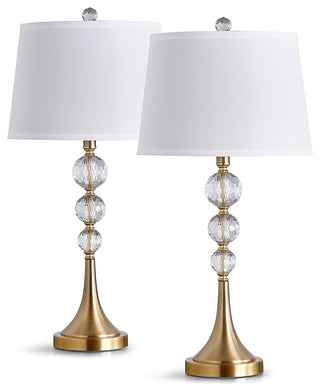 Madison 2 Piece Crystal Ball Lamp Set, Gold Brass