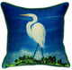 Pair of Betsy Drake Great Egret Large Pillows 18 Inch x 18 Inch