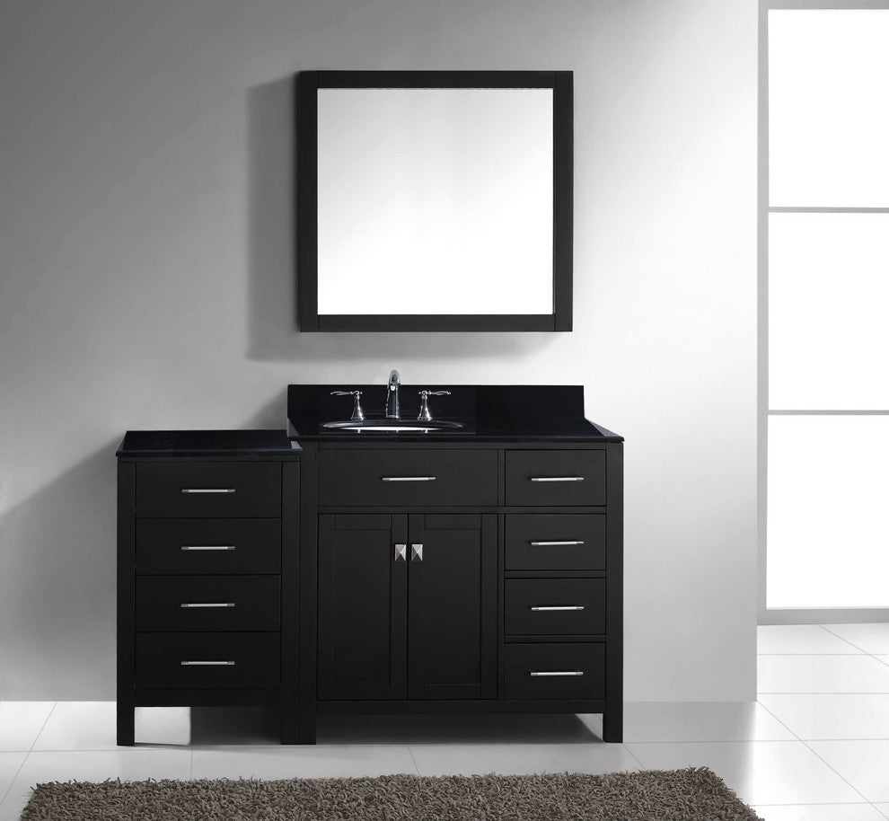 Caroline Parkway 57" Single Bathroom Vanity Set Espresso, Granite Top