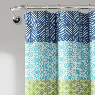 Bohemian Stripe 72x72 Shower Curtain, Blue/Green