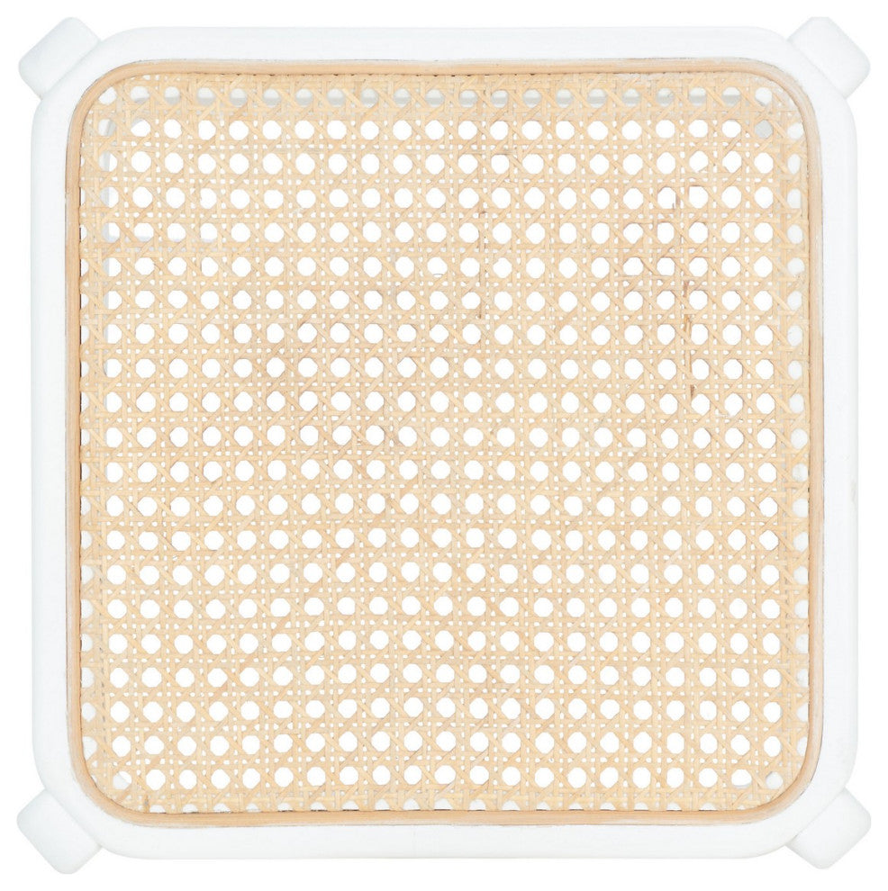 Safavieh Silus Backless Cane Center Stool, White/Natural