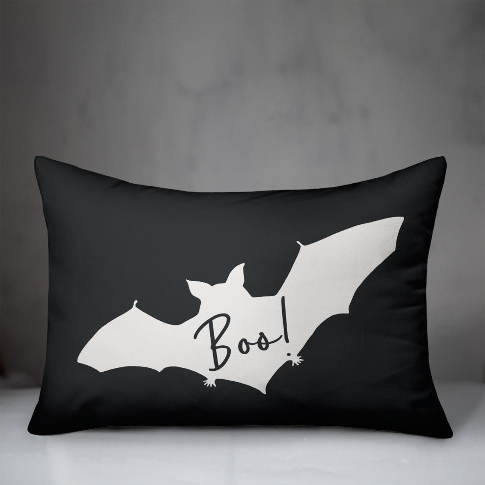 Boo Bat Gray 14x20 Throw Pillow